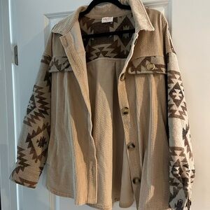 Women's Beige and Brown Patterned Jacket
